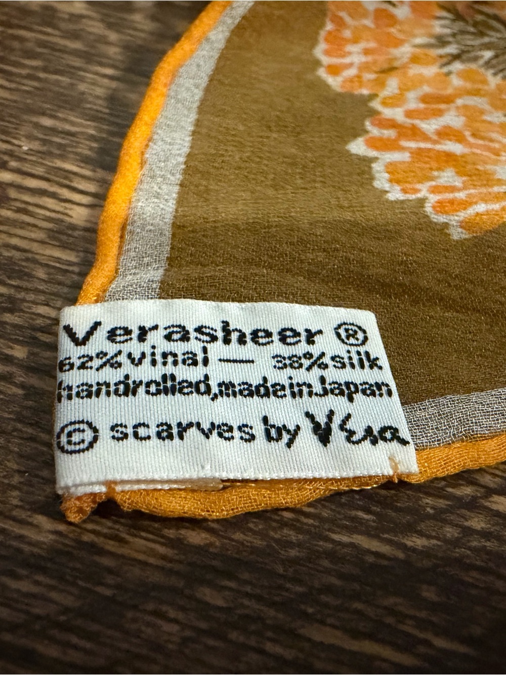 VTG Vera Neumann Verasheer Yellow Floral Silk Blend Scarf⁠